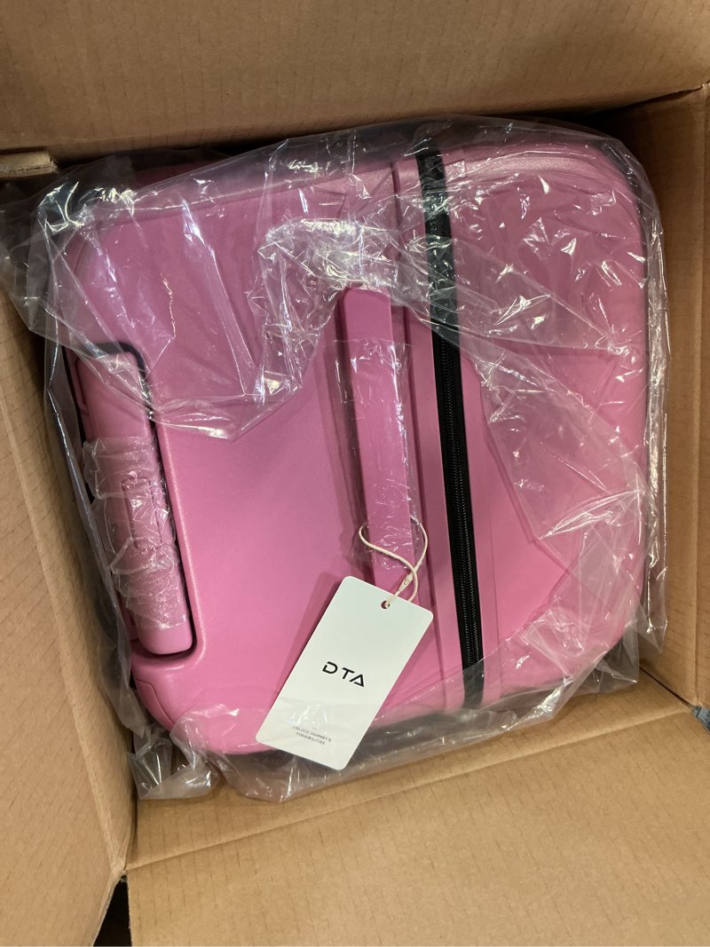 Condition photo showing New/Like New for carry on luggage - lightweight pc trunk, hard shell international suitcase, airline approved with tsa lock, 360 spinner wheels- ideal for travel suitcases (pink, checked-medium 24-inch) pink checked-medium 24-inch