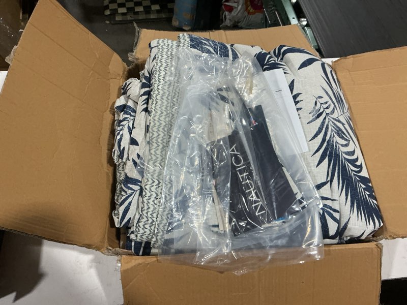 Condition photo showing Good Condition for nautica - full/queen comforter set, reversible cotton bedding with matching shams, medium-weight, oeko-tex certified (marina leaf white/navy)