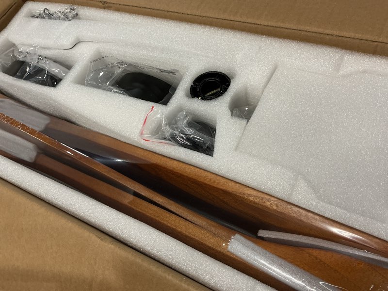 Condition photo showing Good Condition for Ceiling Fans with Lights and Remote, 52 Inch Outdoor Ceiling Fan for Patios with Light 3 Downrods, 3 Blades Modern Ceiling Fan Noiseless Reversible DC Motor, Wood Fan for Farmhouse Walnut Wood 52 Inch