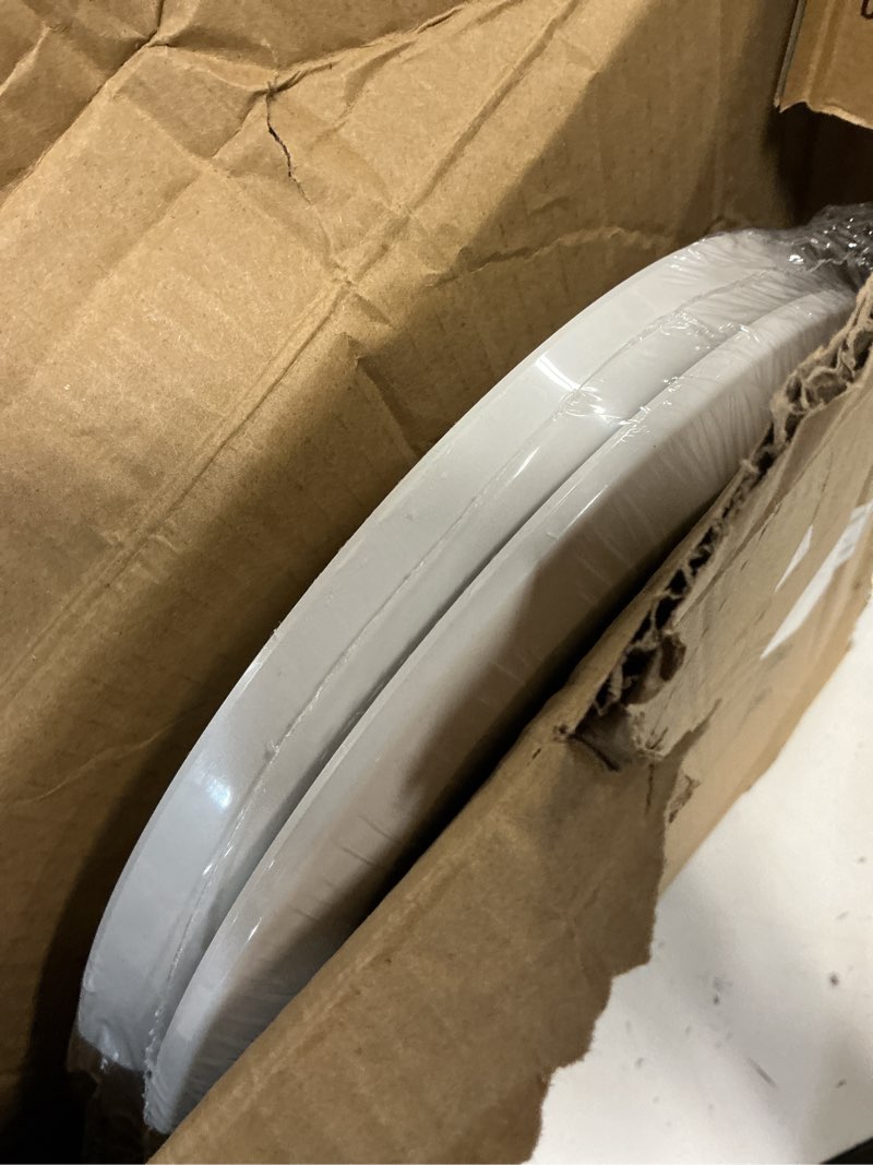 Condition photo showing New/Like New for durable elongated toilet seat with slow soft close - easy to install and clean, never loosens - white, fits most elongated toilets white elongated without toddler seat