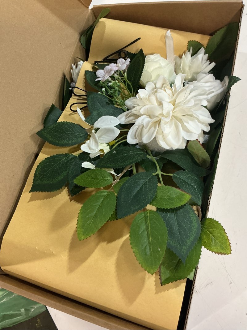 Condition photo showing Good Condition for wedding decor (pack of 2) welcome sign flower backdrop garland for ceremony reception wall easel home decoration entryway faux outdoor board head table decor (white)