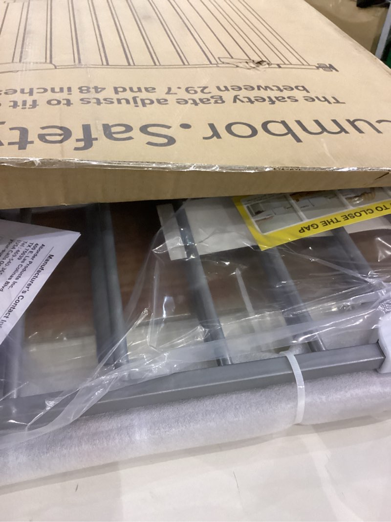 Condition photo showing As Is for  baby Gat ith Walk Thru Door, Gray 