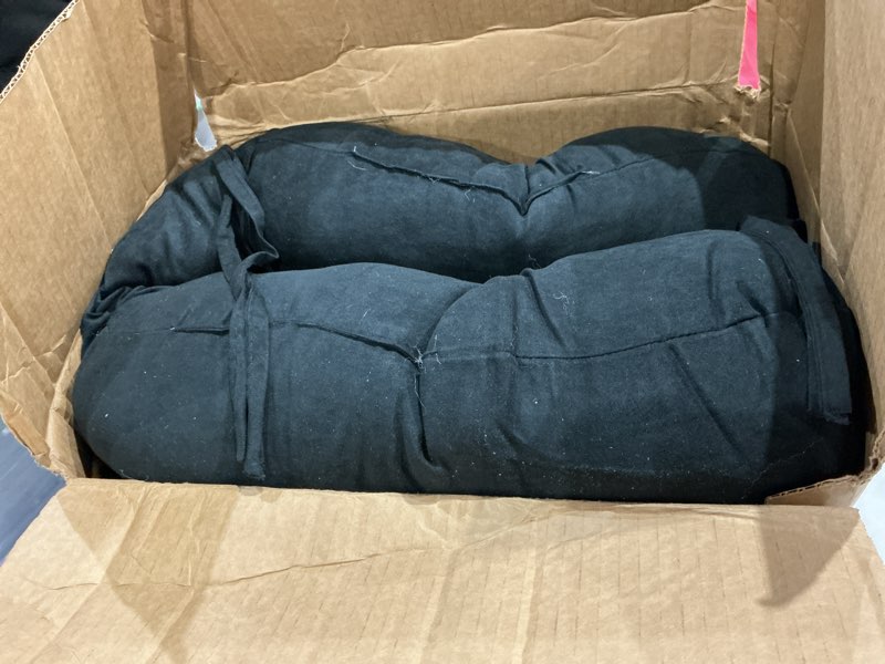 blazing needles solid microsuede swivel rocker chair cushion, 48" x 24", black black 1