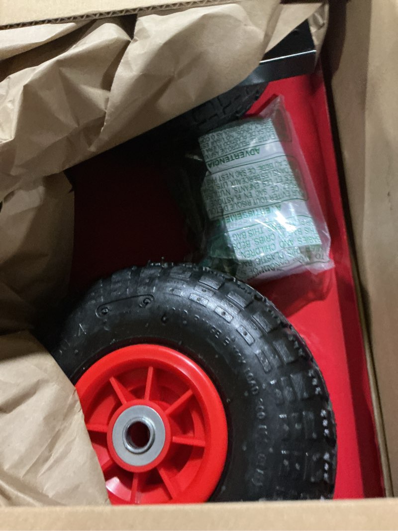 Condition photo showing Good Condition for 29x19.8 in Rolling Snow Shovel on Wheels, Heavy Duty Metal Snow Shovel with 5-Position Angled Blade 