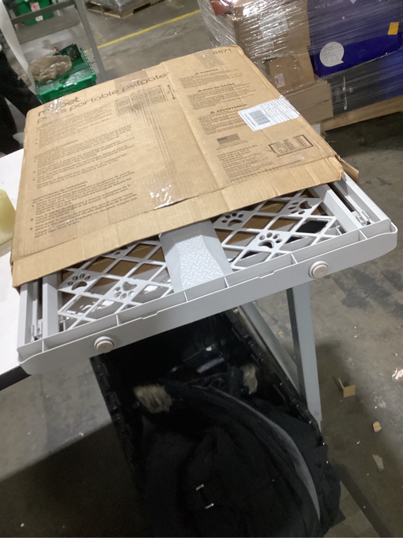 Condition photo showing Good Condition for MYPET North States Paws Portable Pet Gate: 26-40" Wide. Pressure Mount. No tools needed. Made in USA. Dog Gate 23" Tall, Expandable, Durable Dog Gates for Doorways, Light Gray