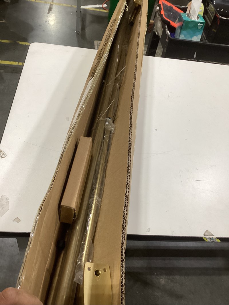 Condition photo showing As Is for Double Curtain Rod for 48-84 Inches Windows, Blackout Wrap Around Window Curtain Rods?1-inch Heavy Duty Adjustable Room Darkening Rustic Dual Drapery Curtain Rods for for Livingroom, Kitchen, Patio Brushed Gold for 48-84" Windows