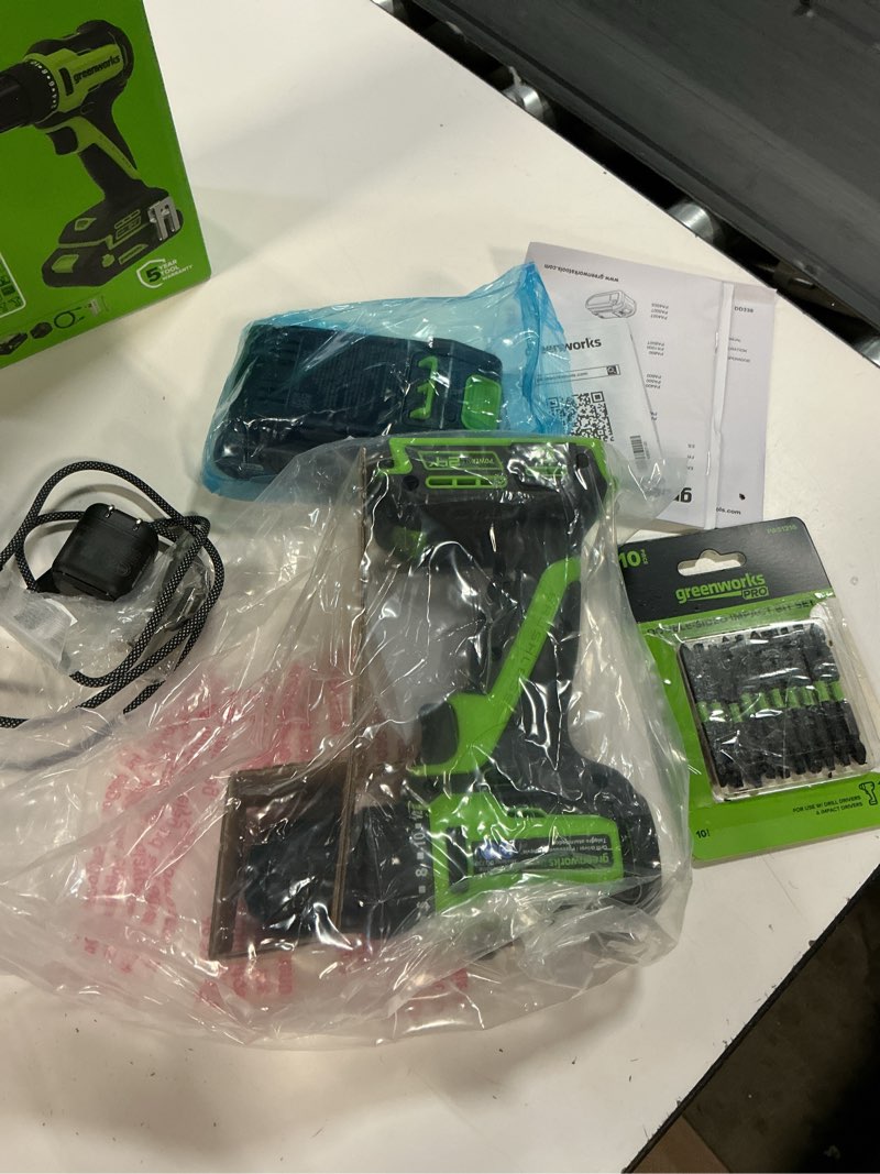 Condition photo showing Good Condition for greenworks powerall 24v brushless 3/8" 280 in-lb drill, with 2ah usb-c battery, dd330a7