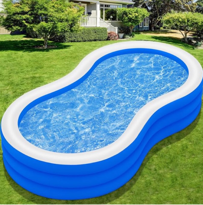 Inflatable Swimming Pool for Adults - 145" X 74" X 22" Oversized Thickened Kiddie Pool, Large Blow Up Pool for Backyard, Family