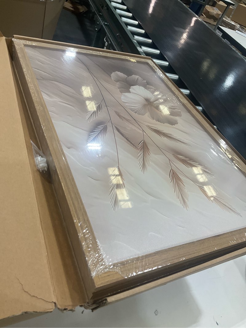 Condition photo showing Good Condition for arfitest 3Pcs framed Neutral Beige Floral Canvas Wall art Modern Simple Texture Flower Plant Painting Picture Wall Decor Vintage Blossom Poster Print for Living Room Bedroom Bathroom (16x24 inches) Beige/Brown 24L" x 16W"