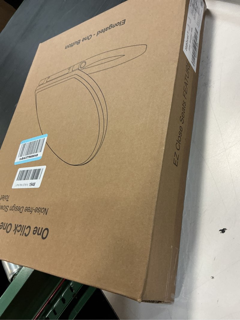 Condition photo showing New/Like New for hibbent premium elongated toilet seat with cover(oval) quiet close, one-click to quick release, easy installation never loosen hinge, slow close toilet seat and cover, easy cleaning-white color 18.5'' elongated