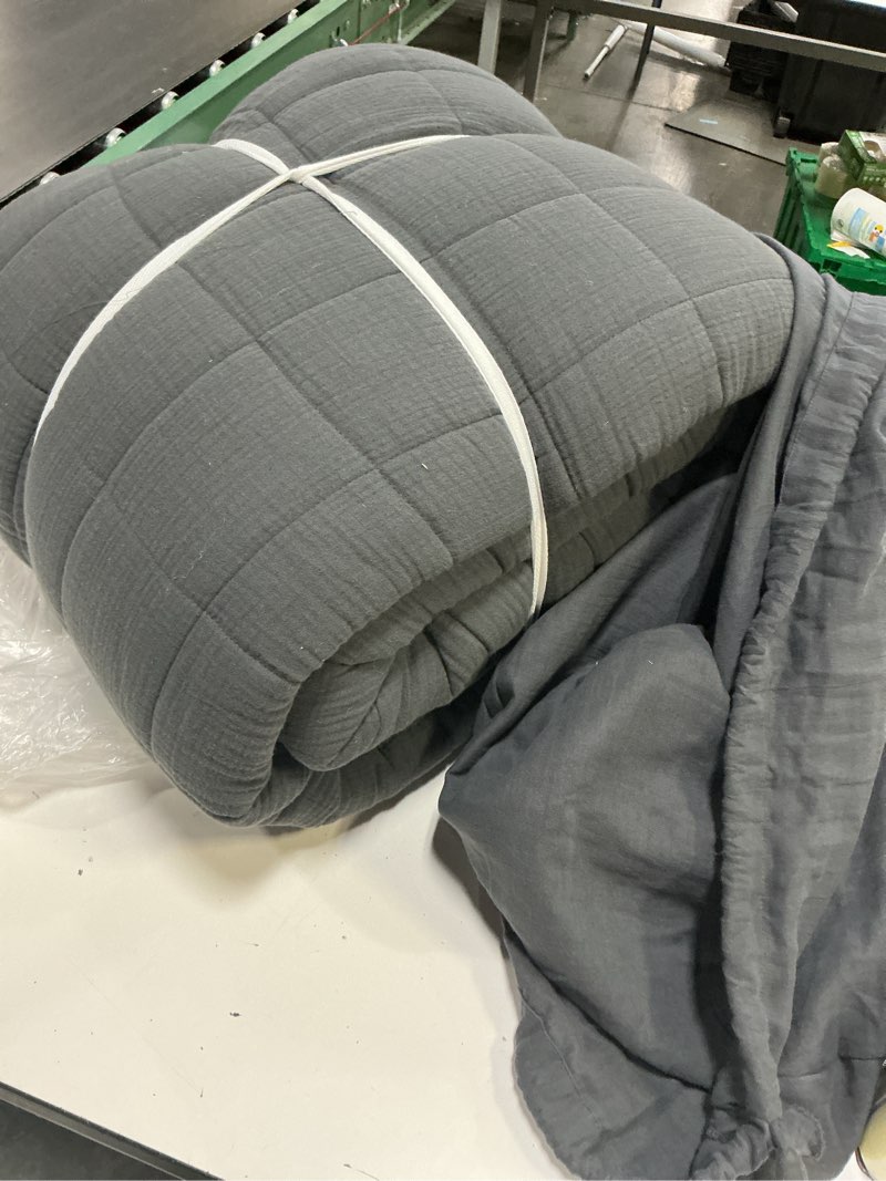 Condition photo showing As Is for ((size king))quince european linen box quilt set color:charcoal