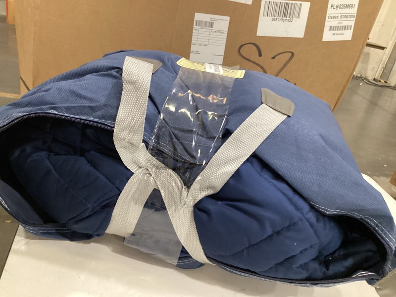 Condition photo showing Good Condition for king size weighted blanket 20lbs(88''x104'', dual-sided), reversible king weighted blanket with cozy warm velvet & cooling tencel fabric for adults & couple all season - carry bag included, navy blue king | 88''x104'' - 20lbs navy blue