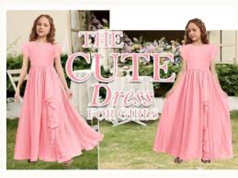 Similar MITILLY Girls Elegant Ruffle Dresses Short Sleeve A Line High Low Semi Formal Birthday Long Dresses 