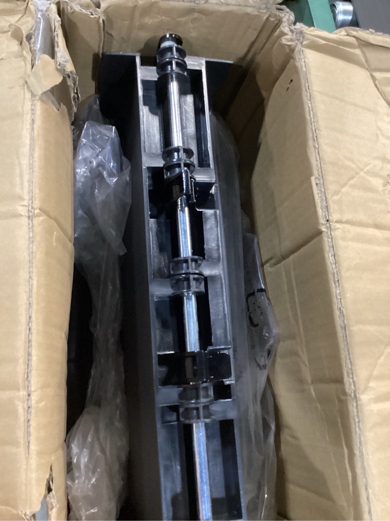 Condition photo showing As Is for heavy duty plastic utility cart, 39.57 x 16.73 in, flat top, 2 swivel wheels, 500 lbs capacity, black flat top utility cart