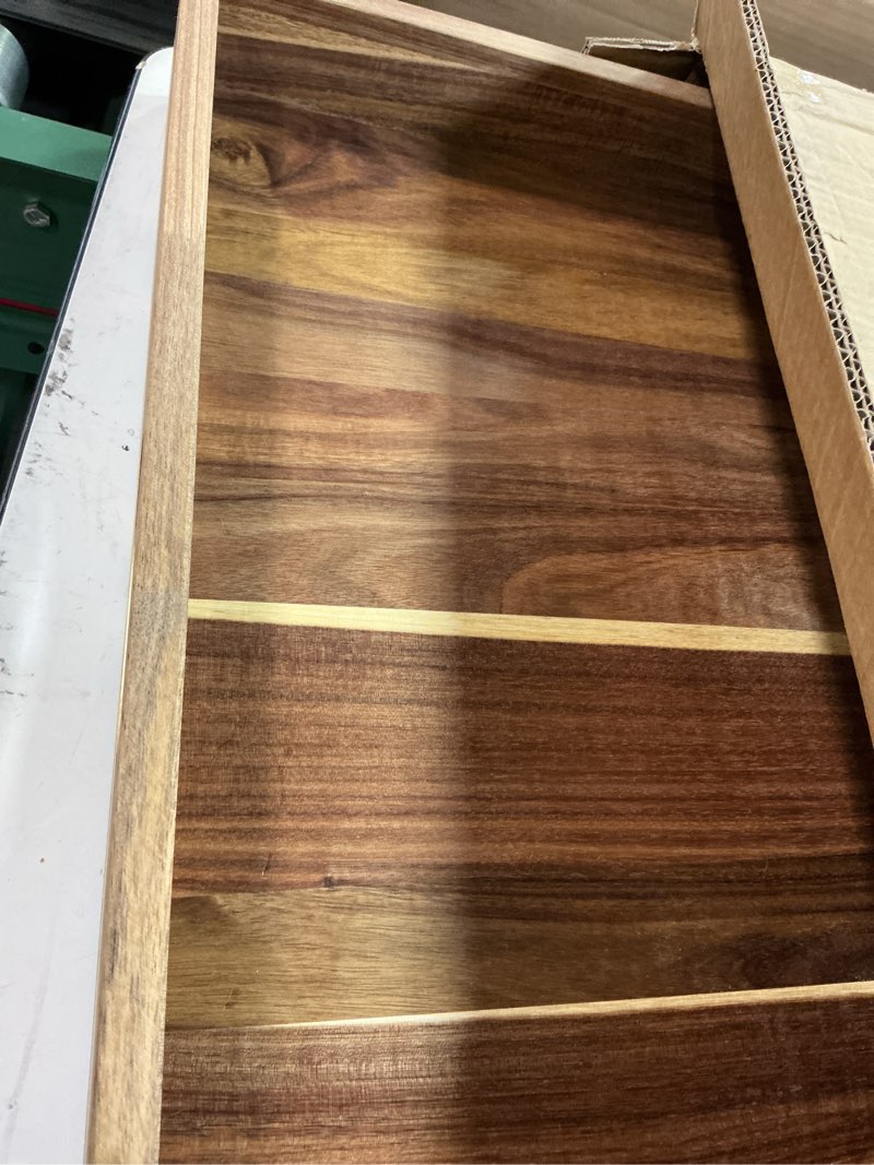Condition photo showing Good Condition for maoname extra large square ottoman tray, 22" acacia wood serving tray for with handles, farmhouse wooden decorative trays, coffee table trays for living room, countertop, charcuterie 22" x 22" x 2.6" brown