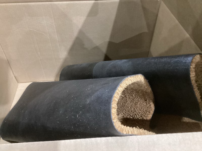 Condition photo showing As Is for mainevent blank mat 48x24 inch, plain oversized doormat for covered outdoor area, extra large long welcome mat w/non-slip pvc backing for double door plain coir 1pc 48x24"