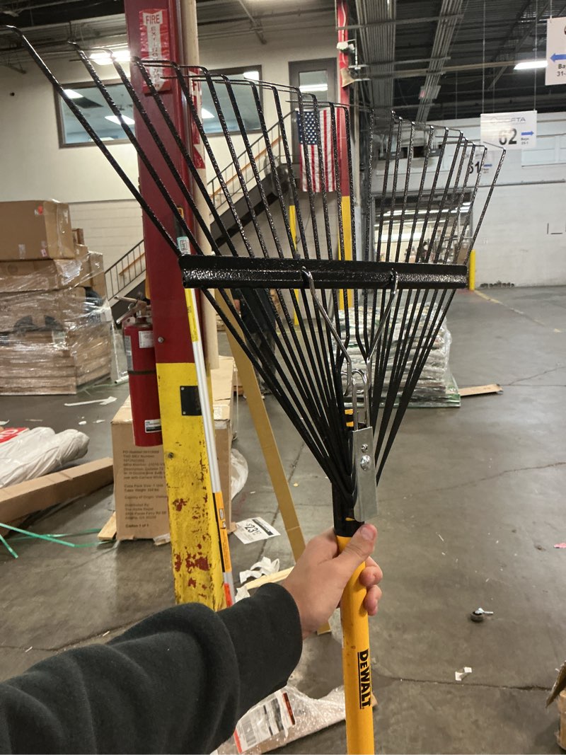 Condition photo showing New/Like New for 53 in. fiberglass handle 24-tine steel leaf rake