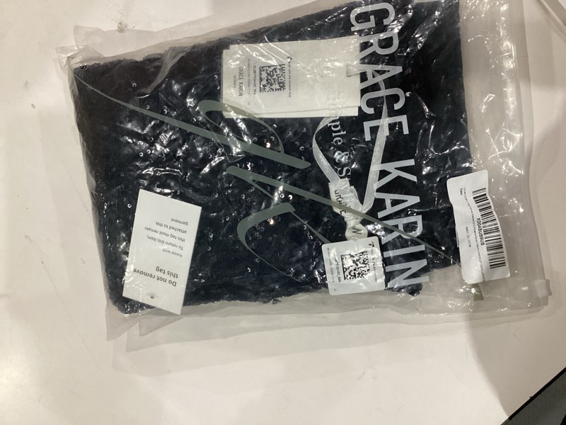 Condition photo showing New/Like New for GRACE KARIN Mother of Bride Dresses 2025, 3/4 Sleeve Sequin Dress Maxi, Elegant Wedding Guest Dress Formal Cocktail Black Small