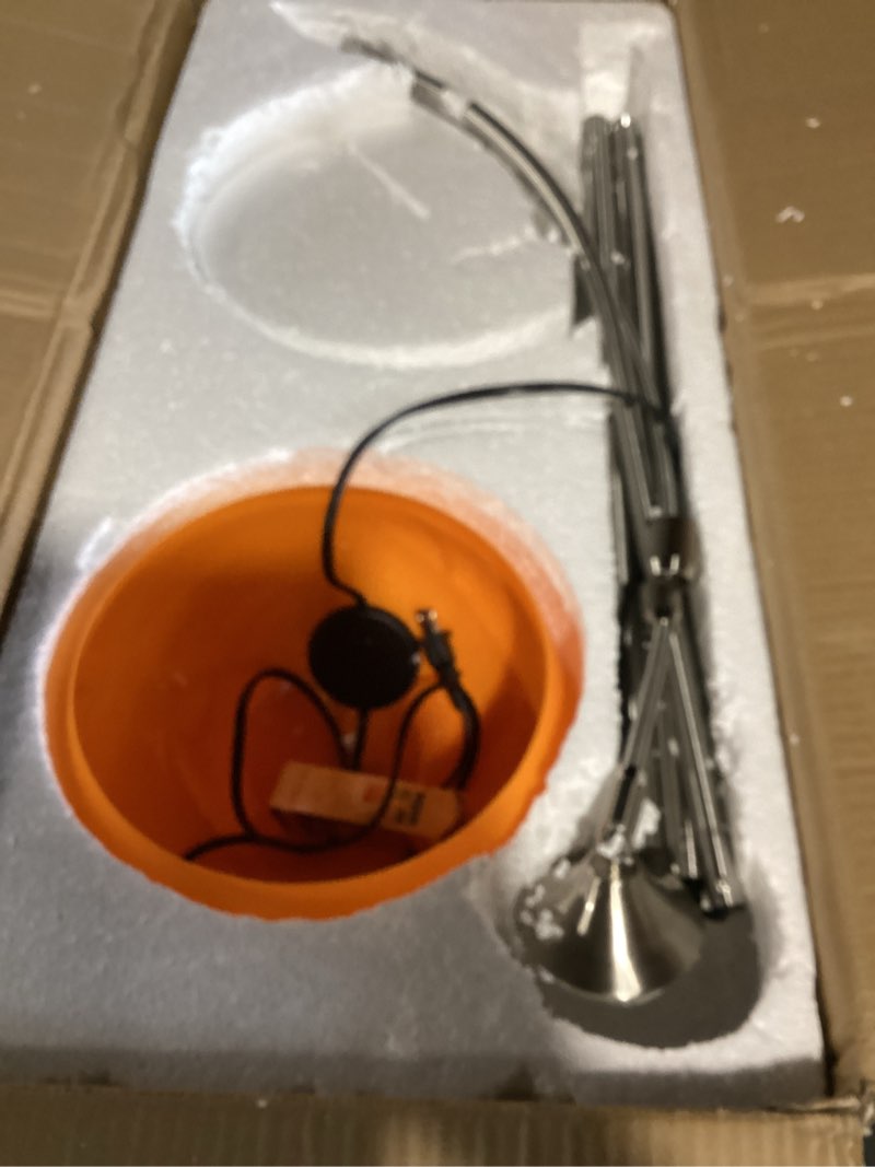 Condition photo showing Good Condition for orange arc floor lamp with acrylic shade,arch reading lamp floor standing,mid century modern orange standing lamp for living room bedroom