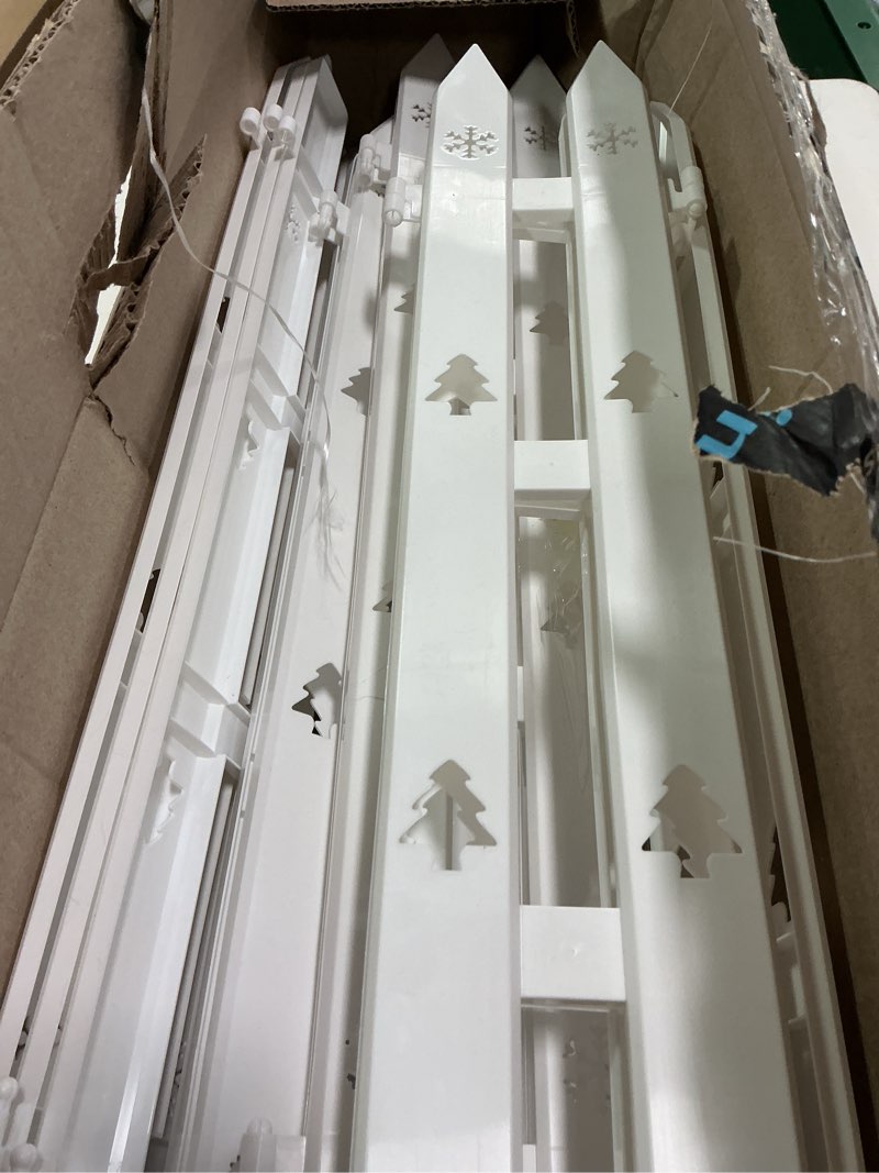 Condition photo showing Good Condition for Extra Height 24” Christmas Tree Fence, 12pcs Christmas Tree Gate, White Christmas Fence Decorations 