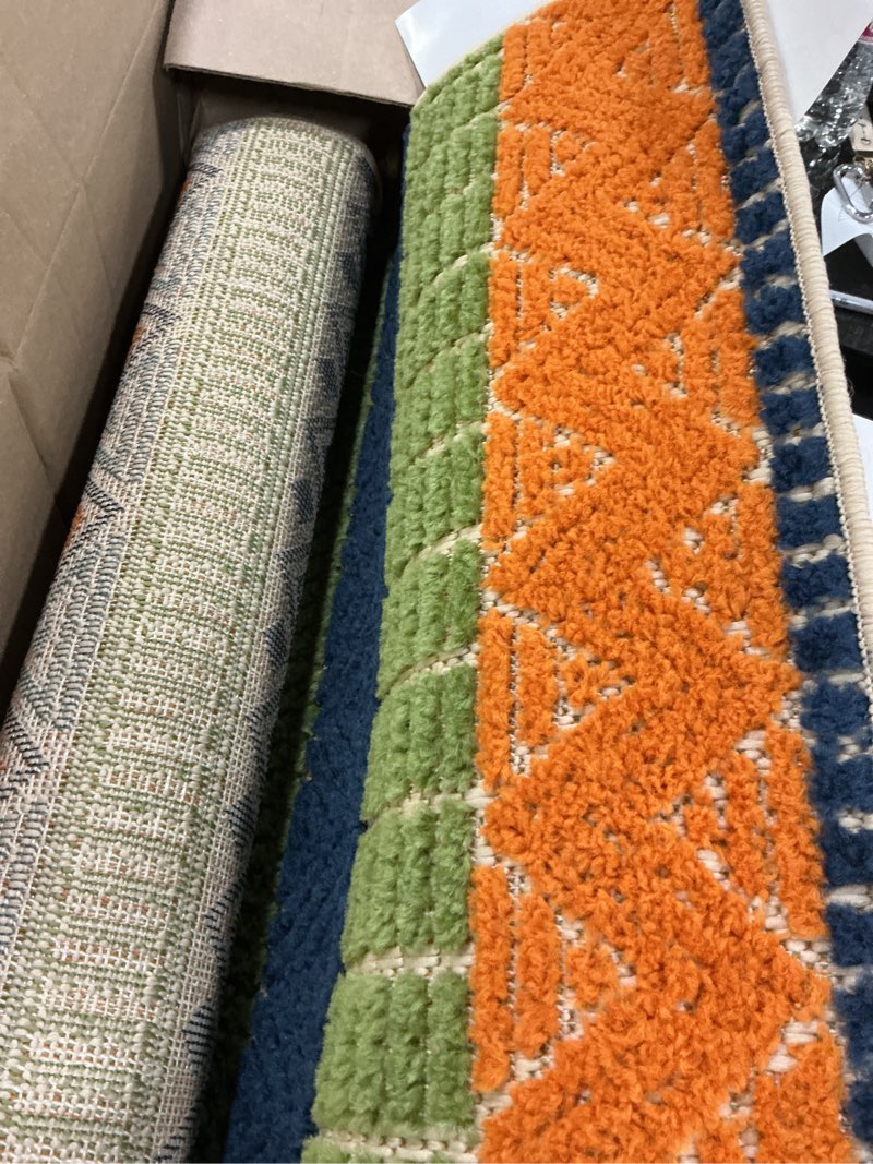 Condition photo showing Good Condition for rugshop marbella contemporary boho non-shedding patio deck backyard indoor/outdoor runner rug 2' x 7' multi multi color 2' x 7' (rectangular)