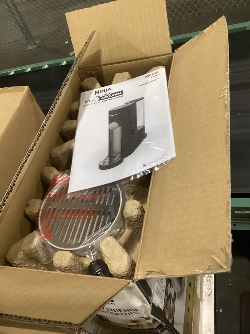 Condition photo showing Good Condition for ninja pod & grounds | coffee maker | xl single-serve | k-cup pod compatible | brews grounds | compact design | built-in milk frother | 68-oz. reservoir, 6-oz. cup to 24-oz. mug sizes | stone |pb055ast