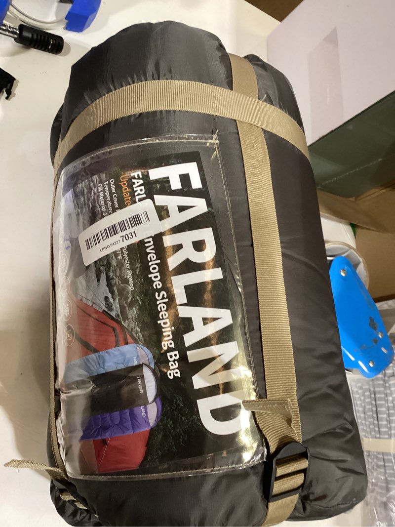 Condition photo showing Good Condition for farland sleeping bags for adults, 3 season warm & cool weather, lightweight camping sleeping bag for kids family camping essentials with compression sack for hiking dark grey (l zip) wide(87"x 32.7“)