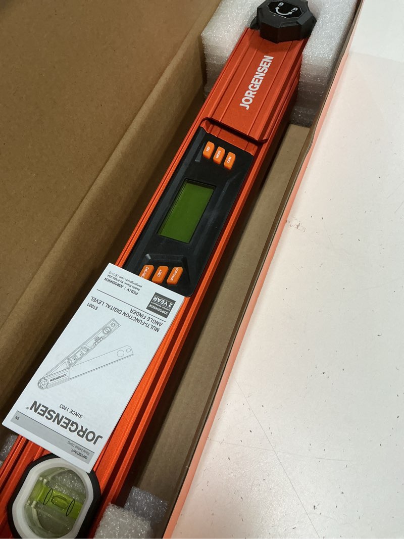 Condition photo showing New/Like New for jorgensen digital angle finder, multi angle finder tool with backlit lcd, protractor digital level with horizontal & vertical bubble