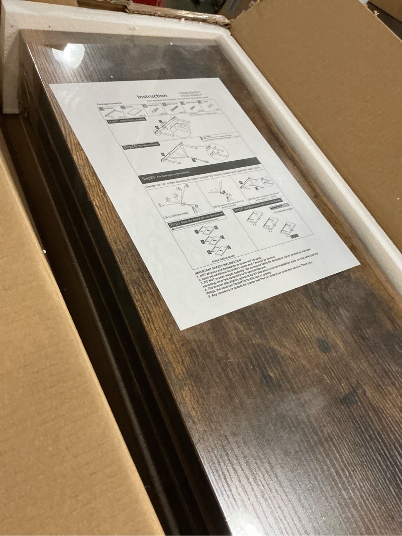 Condition photo showing New/Like New for QEEIG 10" Deep Floating Shelves for Wall - 10 x 24 inch Book Shelf Bathroom Bedroom Kitchen Living Room Hanging Bookshelf Farmhouse Set of 3, Rustic Brown (025-60BN3) 10"D x 23.6"W Brown