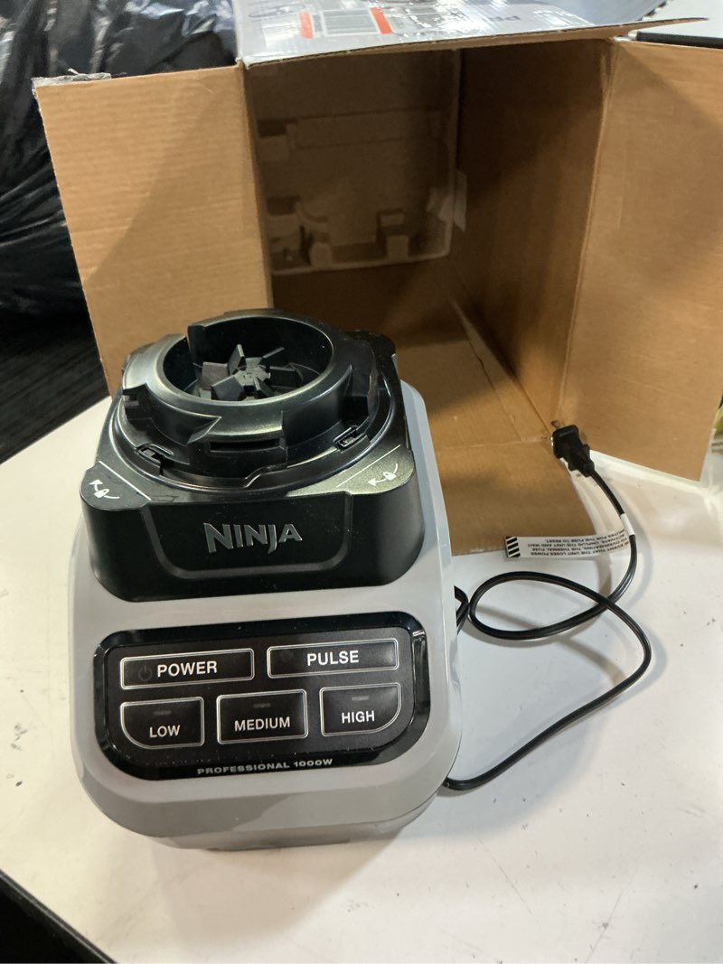 Condition photo showing As Is for ninja bl610 professional 72 oz countertop 1000-watt base and total crushing technology for-smoothies, ice and frozen fruit, black, blender + pitcher