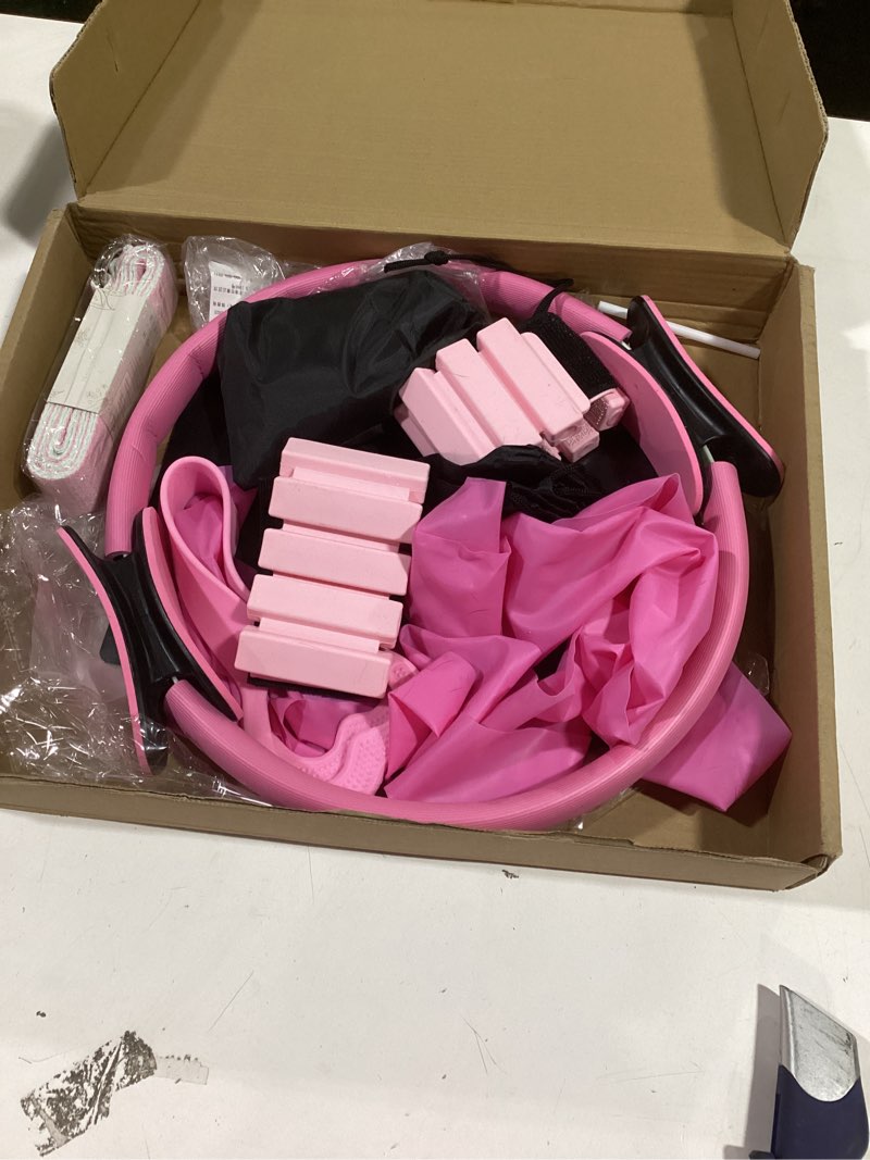 Condition photo showing As Is for Home Pilates Essentials Kit for Women, Complete 13-in-1 Pilates Equipment Ring and Ball Set with 5 TPE Resistance Bands, Ankle Weights, 8-Shaped Pull Band, Stretch Strap and Waterproof Bag 13PCS