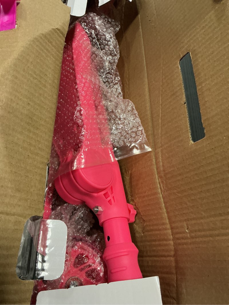 Condition photo showing As Is for Hurtle 3-Wheeled Scooter for Kids - Wheel LED Lights, Adjustable Lean-to-Steer Handlebar, and Foldable Seat - Sit or Stand Ride with Brake for Boys and Girls Ages 1-14 Years Old Watermelon