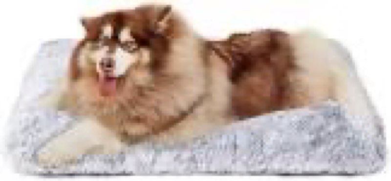 eheyciga fluffy dog crate bed for extra large dogs, plush faux fur pad, calming anti anxiety xl bed 