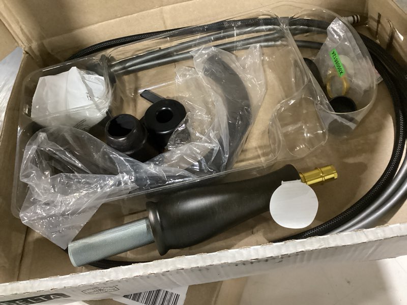 Condition photo showing Good Condition for Delta Leland Oil Rubbed Bronze Kitchen Faucet with Pull Down Sprayer, Traditional Single Hole Kitchen Sink Faucet, Single Handle, Venetian Bronze 978-RB-DST