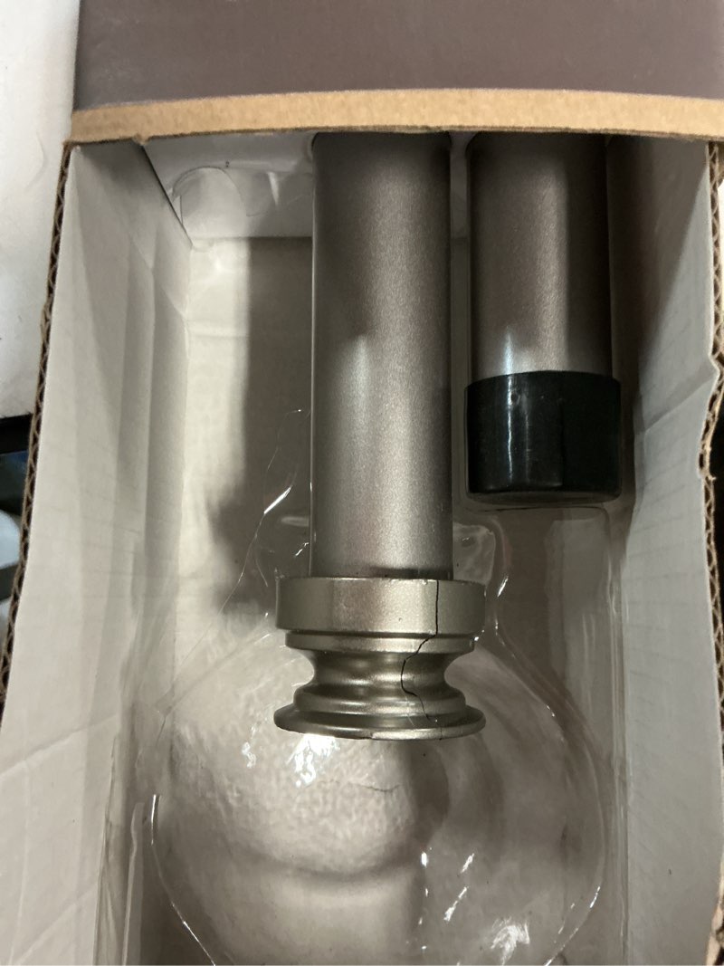 Condition photo showing As Is for allen + roth 36-in to 72-in pewter steel single curtain rod with finials