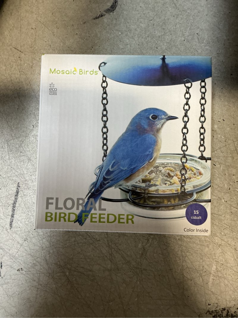 Condition photo showing New/Like New for Mosaic Birds M446-200-09 Floral Bird Feeder Aqua