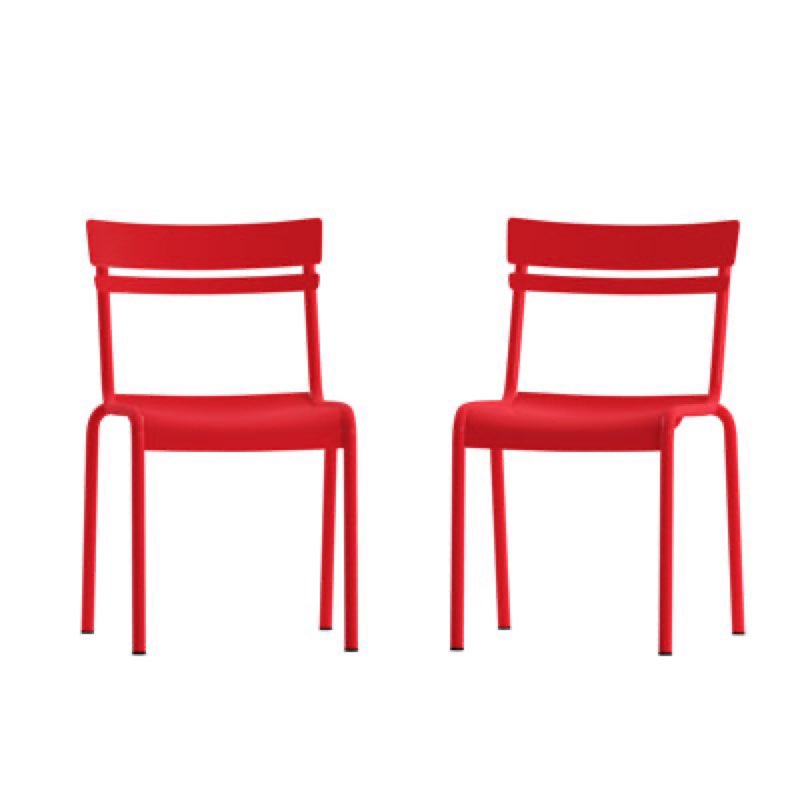 Melmack Commercial Grade Steel Indoor-Outdoor Stackable Chair with 2 Slats and Arms