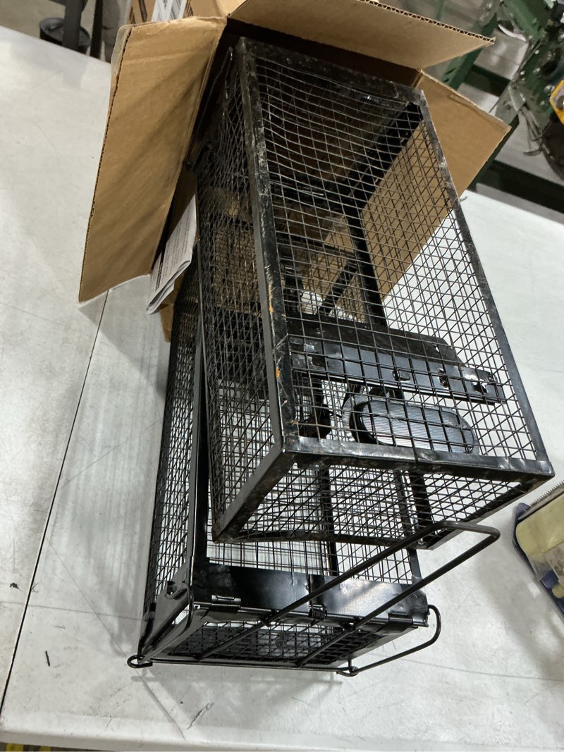 Condition photo showing As Is for 2-pack rat traps humane live mouse vole chipmunk trap cage for indoors and outdoors (black)