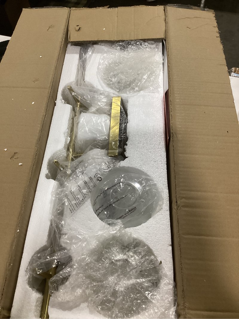 Condition photo showing As Is for VONLUCE Bathroom Vanity Light, 4 Light Bathroom Light Fixture Over Mirror, Bathroom Wall Lamp with Clear Glass, Modern Gold Vanity Lighting fixtures for Bathroom, Bedroom, Hallway