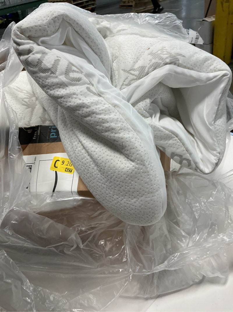 Condition photo showing As Is for bedlore queen mattress topper viscose derived from bamboo, thick pillow top mattress pad with stretchable pockets for 6-18 inches mattress, soft breathable mattress topper for back pain relief 1 white queen