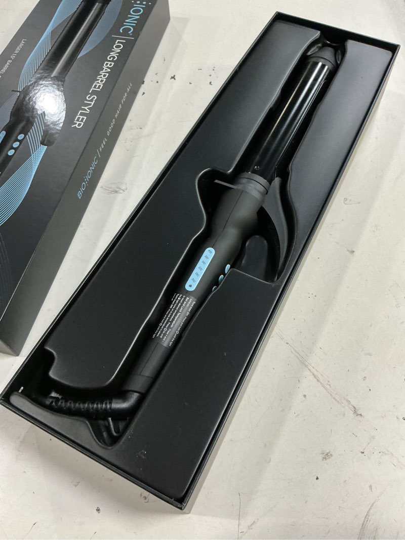 Condition photo showing Good Condition for bio ionic long barrel styler  1.5  curling iron  curling wand  adjustable heat  hair curler