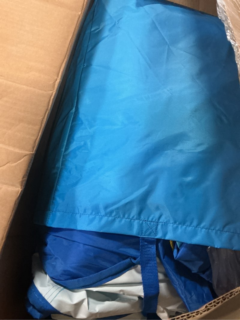 Condition photo showing As Is for Inflatable Water Slide Park for Party Fun,15x15FT,Big Splash Pool,Long&Short Slides,Fun Crawl Tunnel,Basketball Hoop,GFCI Blower,Bounce Castle for Kids
