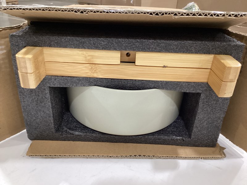 Condition photo showing New/Like New for ceramic 8.2inch raised dog bowl set, elevated feeder with stand, food and water bowl for large breed dogs, weighted pet dish(60oz, grey) 8inch single bowl+ stand - grey