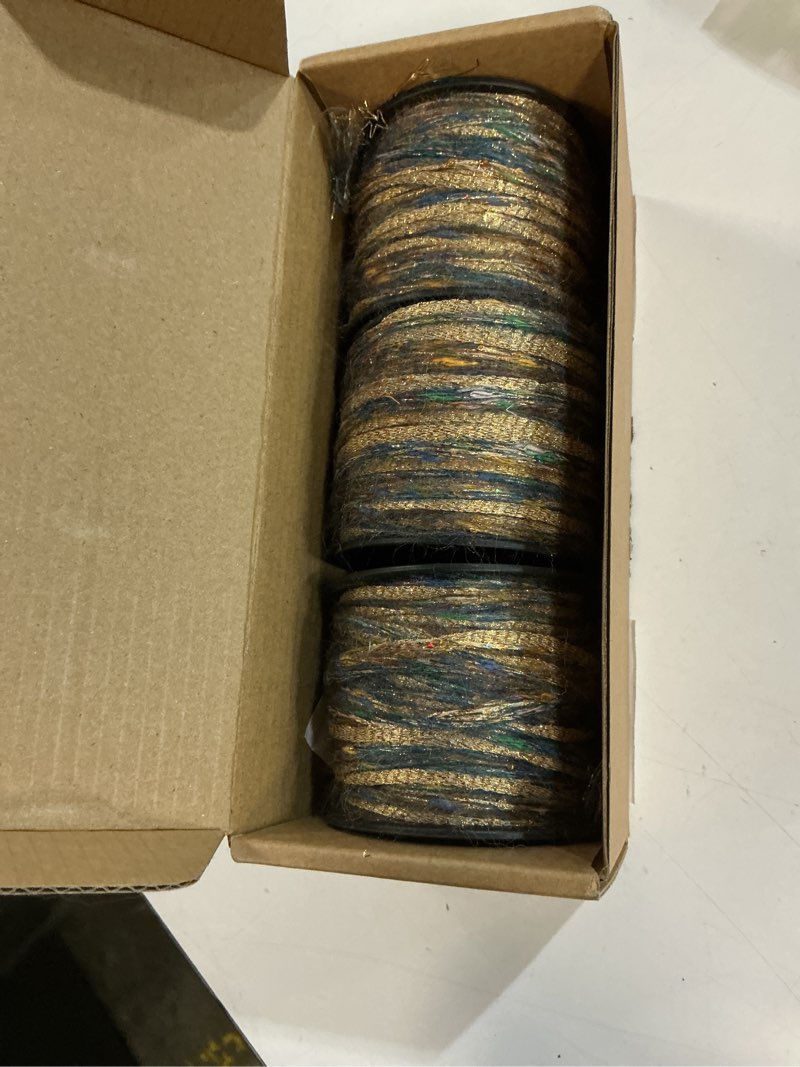 Condition photo showing Good Condition for sparkle yarn, glitter yarn, sequin yarn for crocheting knitting crafts,set of 3 rolls (gilded misty sea)