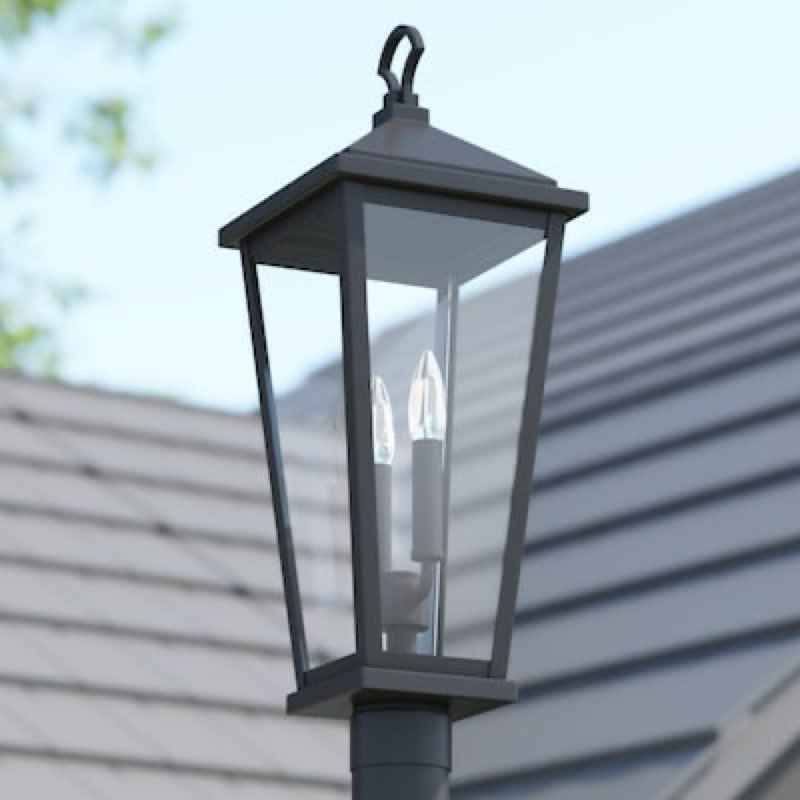 allen + roth Davidson 24.6-in Matte Black Traditional Outdoor Light post lantern