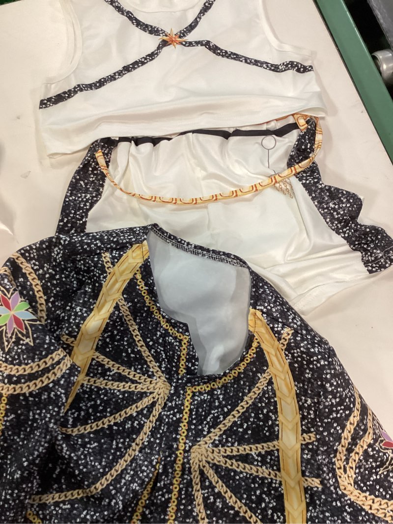 Condition photo showing Good Condition for Rumi Golden Costume Kids, Kpop Girls Halloween Cosplay Outfit 3PSC Set Include Jacket T-Shirt Shorts size 130 Rumi 3pcs