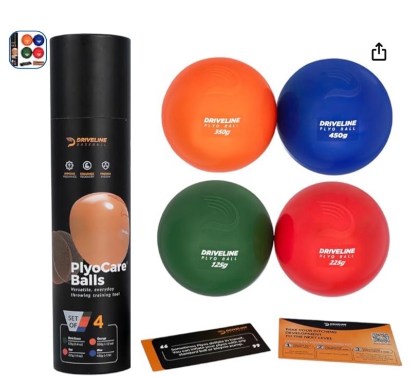 driveline baseball plyocare balls - weighted pitching training balls + free 16-week program youth set of 4