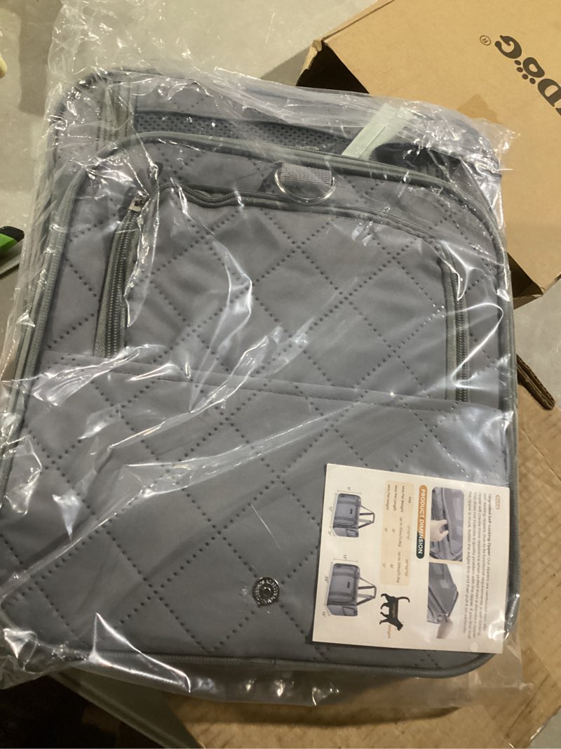 Condition photo showing Good Condition for Petskd Top-Expandable Pet Carrier 17x12x8.5 Inches JetBlue Allegiant Spirit Airline Approved, Soft-Sided Carrier for Small Cats and Dogs with Locking Safety Zippers and Anti-Scratch Mesh(Grey) 17.0"L x 12.0"W x 8.5"H Grey