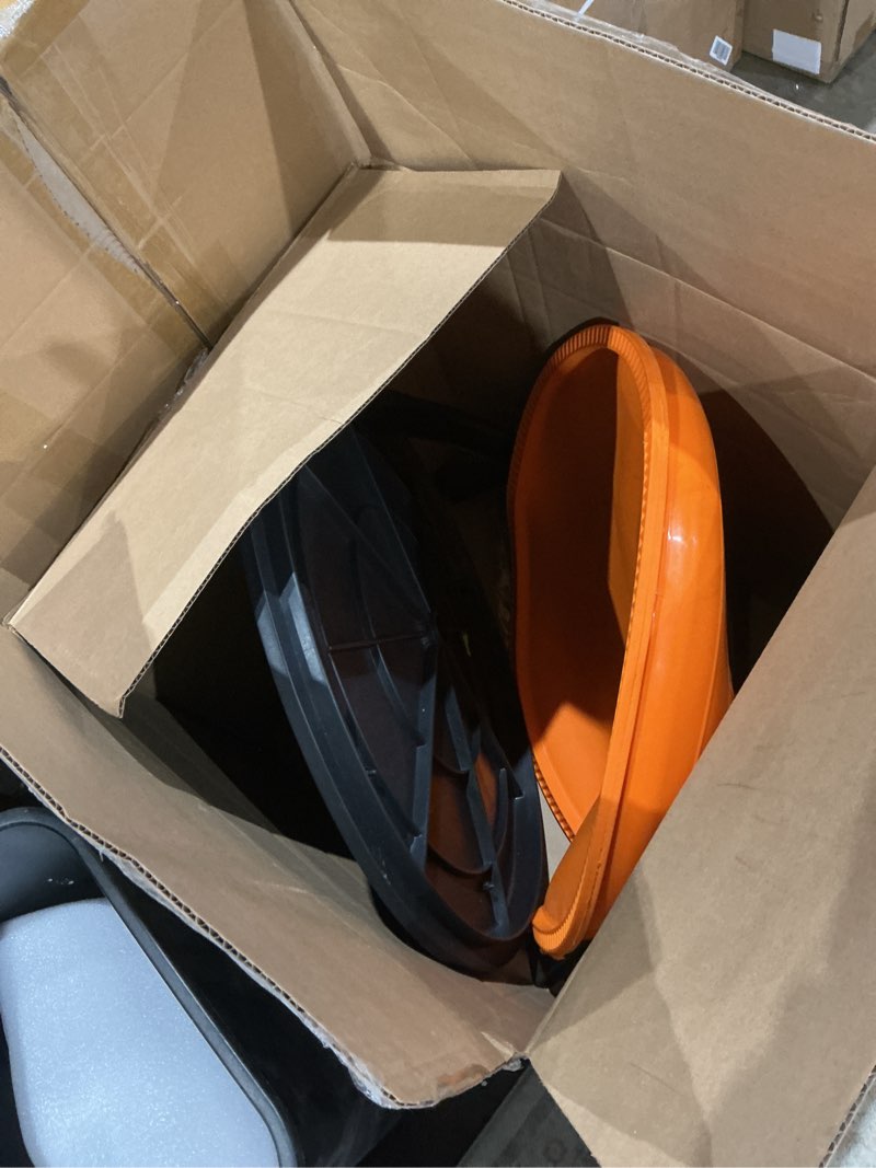 Condition photo showing Good Condition for bosu balance ball exercise trainer, home gym equipment w/guided workouts & pump, 26" inflatable fitness platform for strength training, standing, balancing, and core workout orange/black