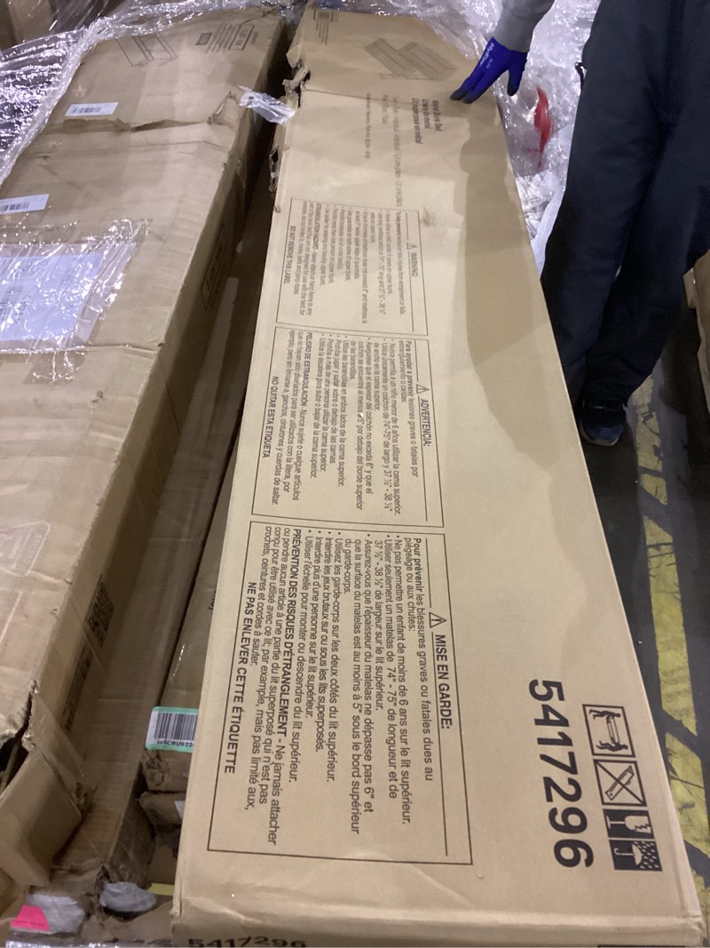 Condition photo showing As Is for DHP Dusty Twin over Twin Metal Bunk Bed with Secured Ladder, Pink